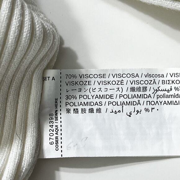 Mango Women’s Ribbed Knit Pullover Sweater Sz M White Black Strip at 3/4 Sleeves - Picture 7 of 12